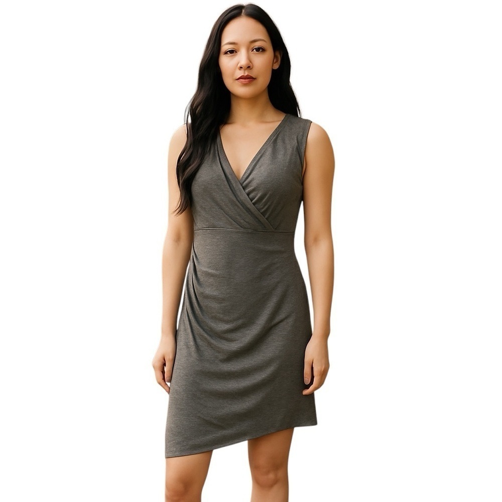 White House Black Market Grey Mock Wrap Dress – Size Small